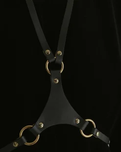 LIVY Harnais En Cuir Noir Shop